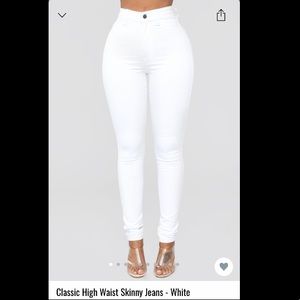 classic high waisted white skinny jeans